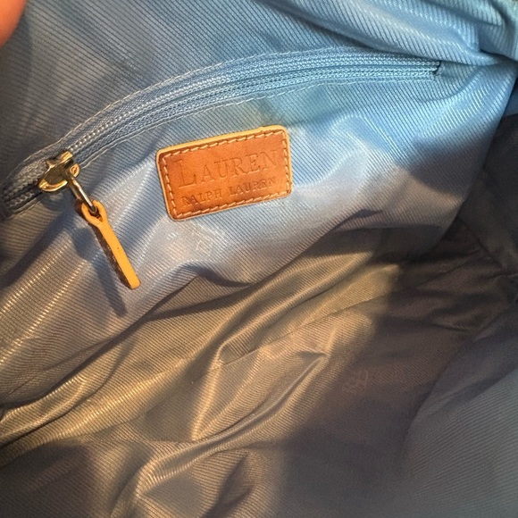 Ralph Lauren Blue and Tan Shoulder Bag - Picture 7 of 7